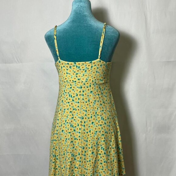 Urban Outfitters Yellow Floral Keyhole Mini Dress Medium - Picture 3 of 7
